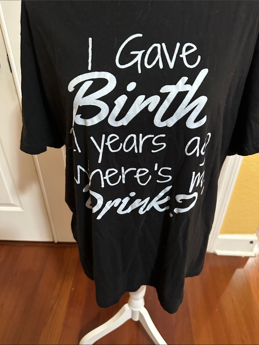 Black Graphic Tee with White Birthday Script